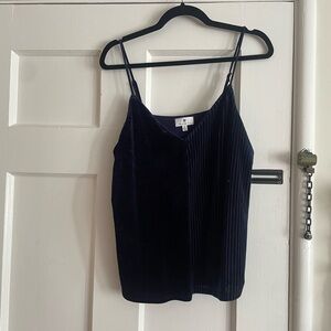 Socialite navy blue velvet camisole blouse